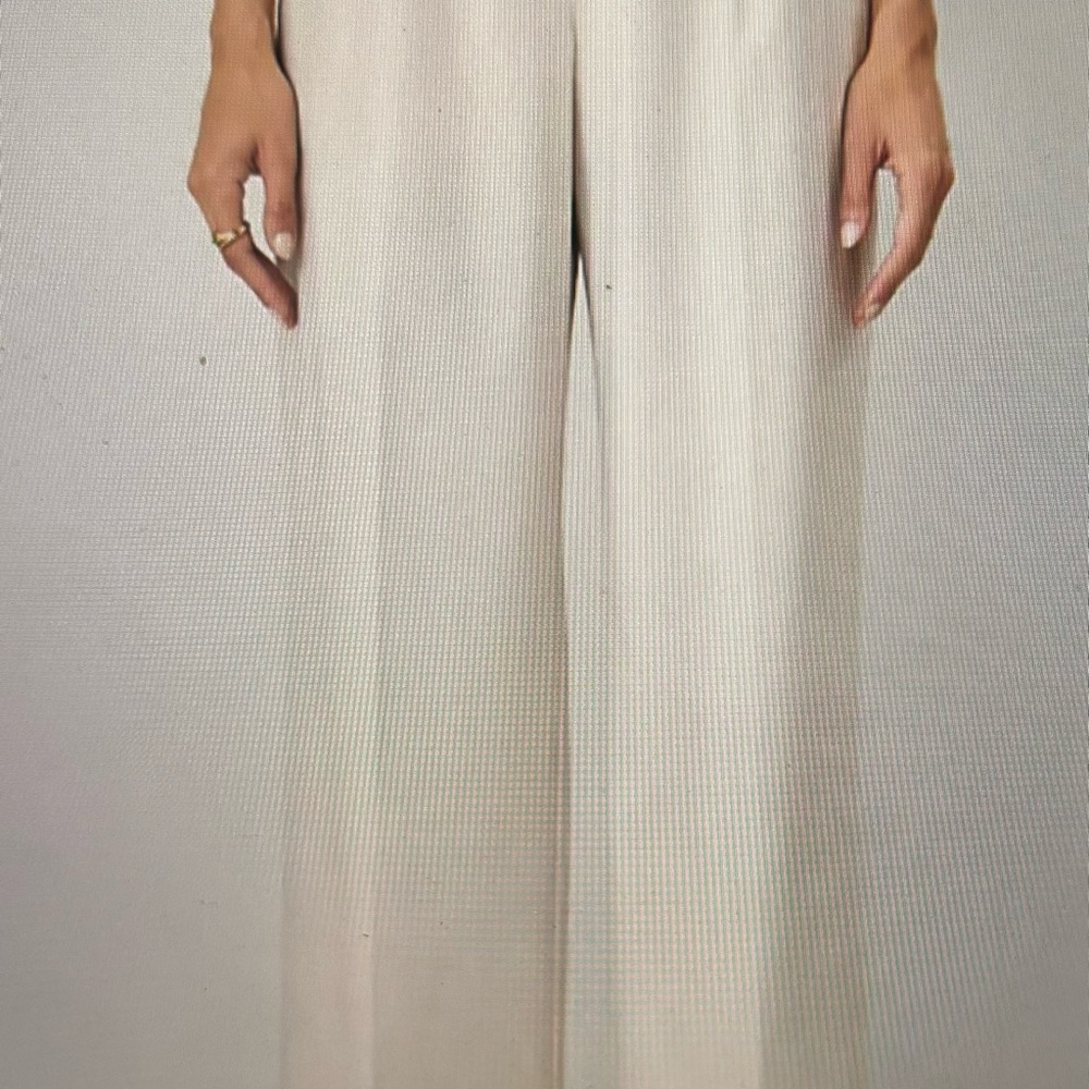 Ann Taylor Cream Wide-Leg Pants